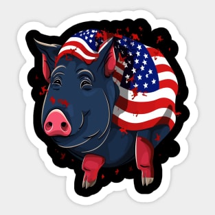 Patriotic Pot-Bellied Pig Sticker